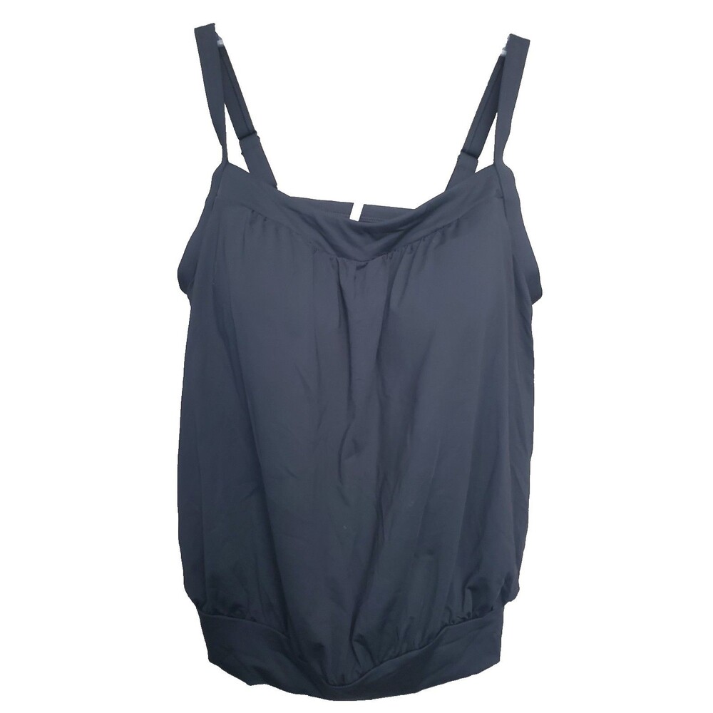 Lands' End Blouson Black Tankini Swim Top Size 18W NWOT